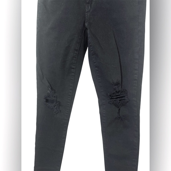 American Eagle Women’s Next Level Stretch Black Skinny Jeans Distressed Size 4 - Picture 3 of 6